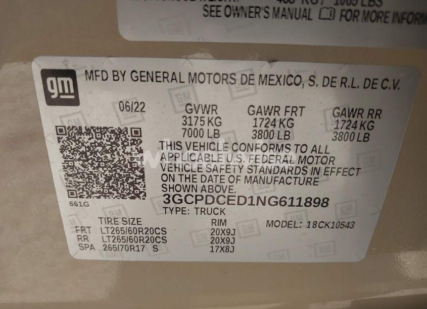 Photo 9 of 2022 Chevrolet Silverado 1500 4WD SHORT BED CUSTOM TRAIL BOSS (VIN 3GCPDCED1NG611898)