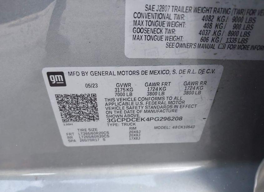 Photo 9 of 2023 Chevrolet Silverado 1500 4WD SHORT BED CUSTOM TRAIL BOSS (VIN 3GCPDCEK4PG296208)