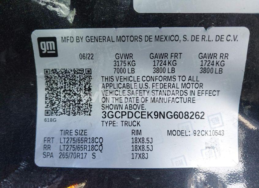 Photo 9 of 2022 Chevrolet Silverado 1500 4WD SHORT BED CUSTOM TRAIL BOSS (VIN 3GCPDCEK9NG608262)