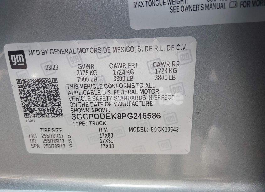 Photo 9 of 2023 Chevrolet Silverado 1500 4WD STANDARD BED LT (VIN 3GCPDDEK8PG248586)