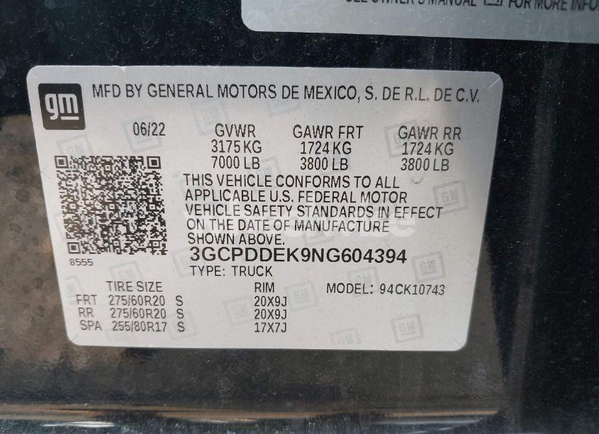 Photo 9 of 2022 Chevrolet Silverado 1500 4WD STANDARD BED LT (VIN 3GCPDDEK9NG604394)