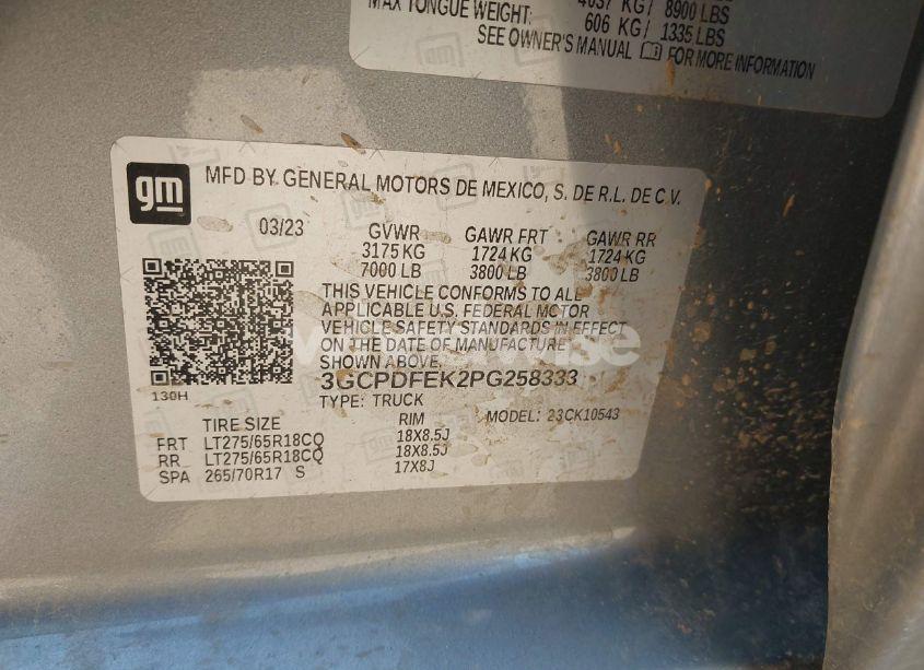 Photo 9 of 2023 Chevrolet Silverado 1500 (VIN 3GCPDFEK2PG258333)