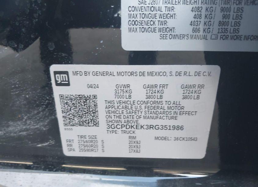 Photo 9 of 2024 Chevrolet Silverado 1500 4WD SHORT BED LT WITH 2FL (VIN 3GCPDKEK3RG351986)