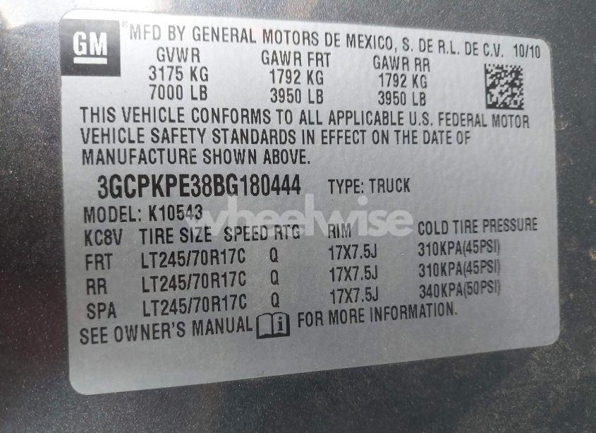 Photo 9 of 2011 Chevrolet Silverado 1500 WORK TRUCK (VIN 3GCPKPE38BG180444)