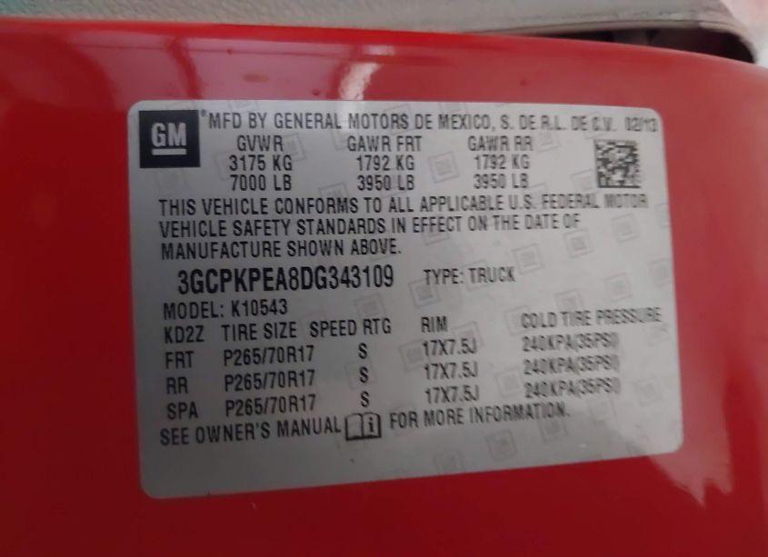 Photo 9 of 2013 Chevrolet Silverado 1500 WORK TRUCK (VIN 3GCPKPEA8DG343109)