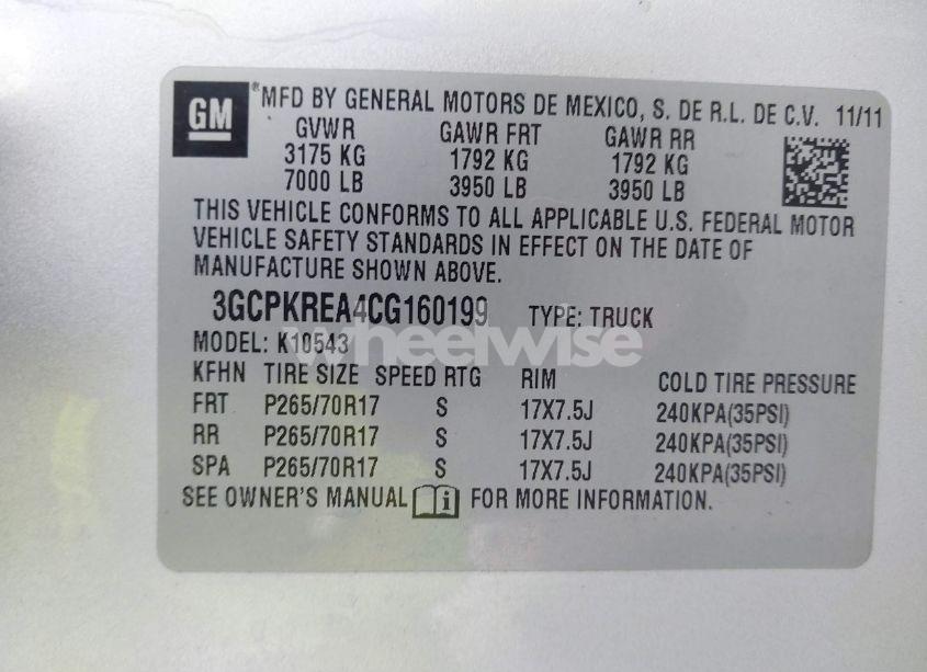 Photo 9 of 2012 Chevrolet Silverado 1500 LS (VIN 3GCPKREA4CG160199)