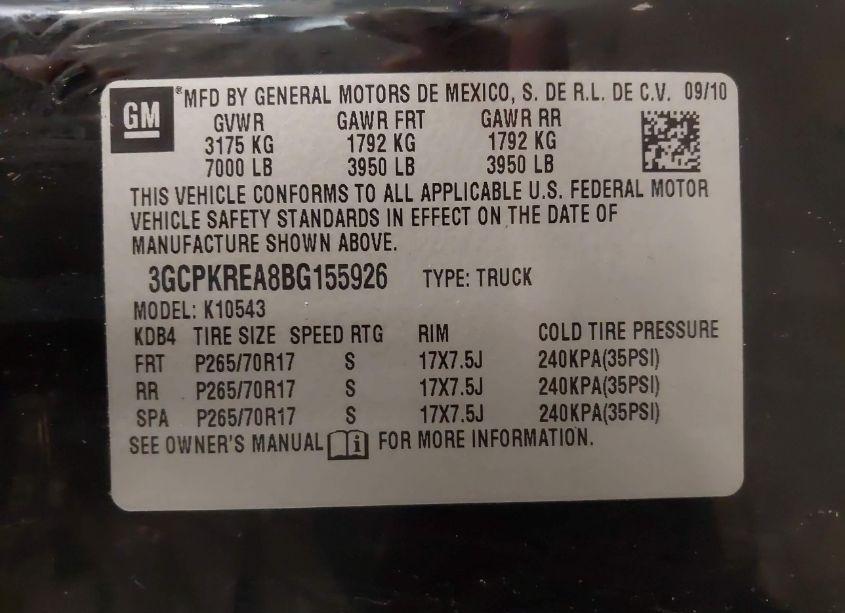 Photo 9 of 2011 Chevrolet Silverado 1500 LS (VIN 3GCPKREA8BG155926)