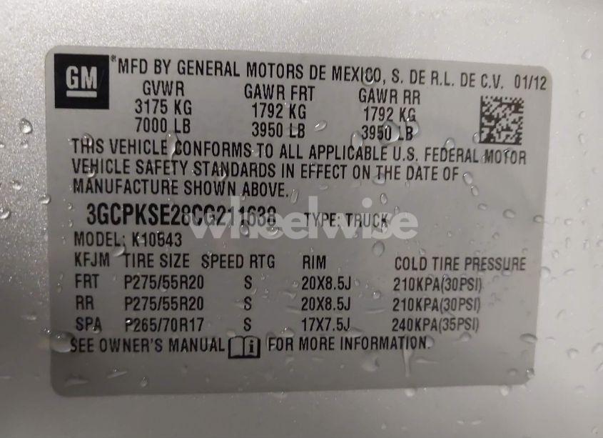 Photo 9 of 2012 Chevrolet Silverado 1500 LT (VIN 3GCPKSE28CG211638)