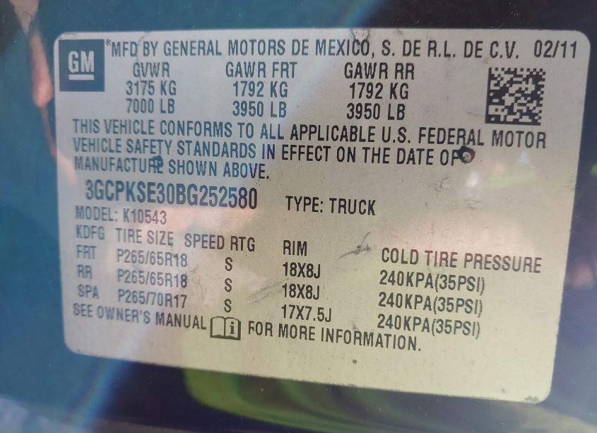 Photo 9 of 2011 Chevrolet Silverado 1500 LT (VIN 3GCPKSE30BG252580)