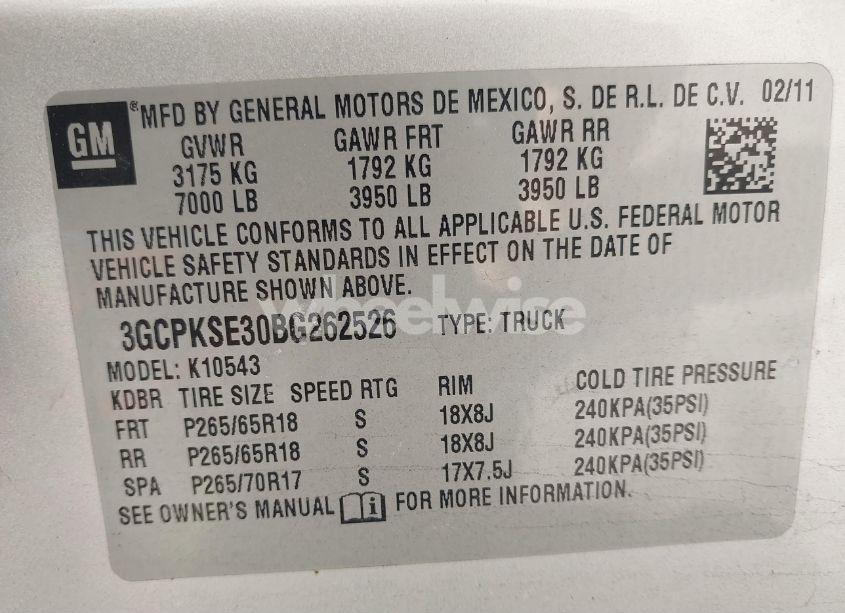 Photo 9 of 2011 Chevrolet Silverado 1500 LT (VIN 3GCPKSE30BG262526)