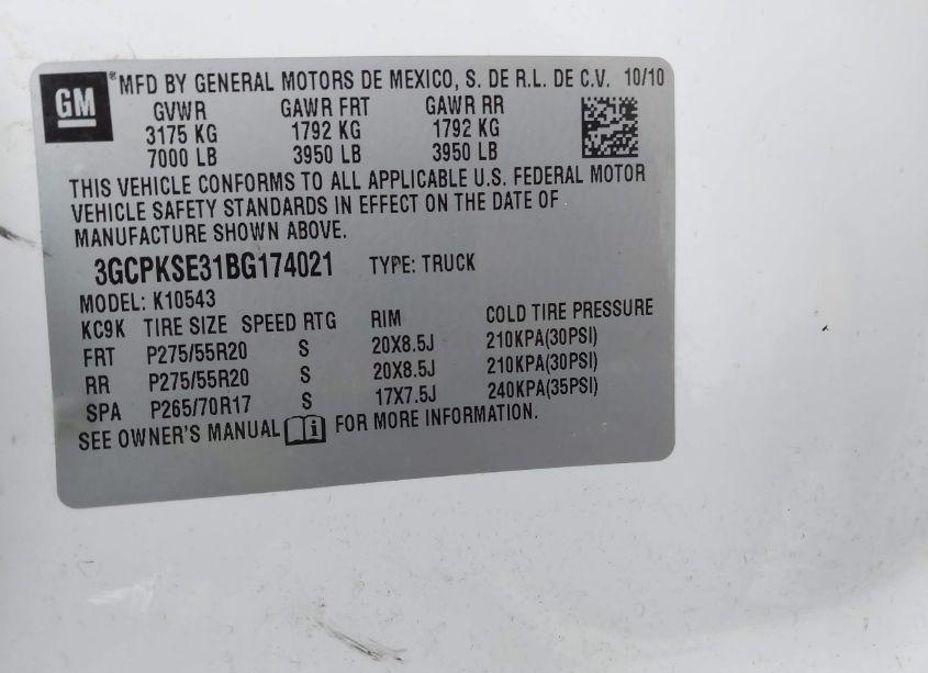 Photo 9 of 2011 Chevrolet Silverado 1500 LT (VIN 3GCPKSE31BG174021)