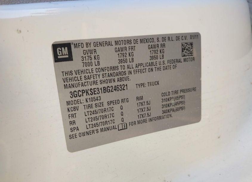 Photo 9 of 2011 Chevrolet Silverado 1500 LT (VIN 3GCPKSE31BG246321)