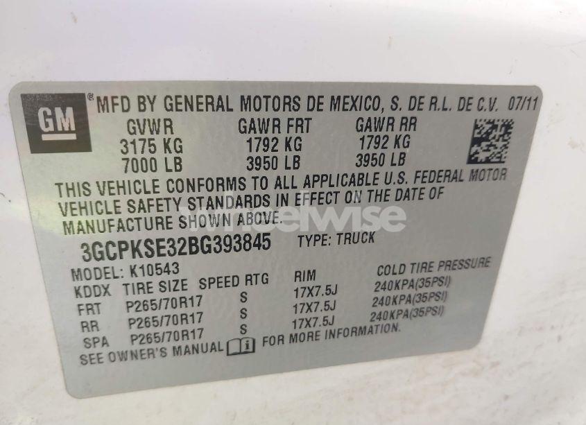 Photo 9 of 2011 Chevrolet Silverado 1500 LT (VIN 3GCPKSE32BG393845)