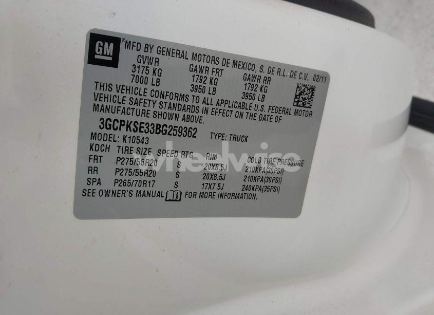 Photo 9 of 2011 Chevrolet Silverado 1500 LT (VIN 3GCPKSE33BG259362)