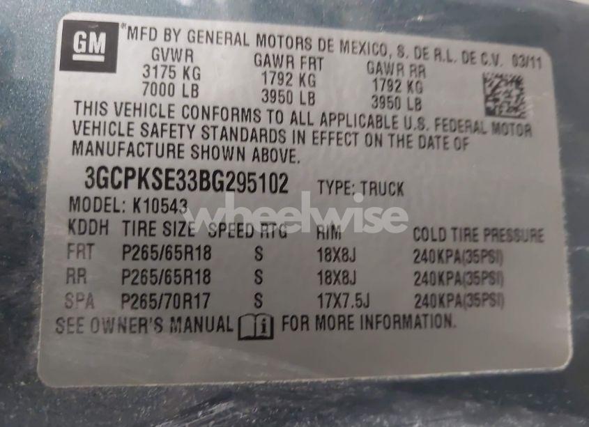 Photo 9 of 2011 Chevrolet Silverado 1500 LT (VIN 3GCPKSE33BG295102)
