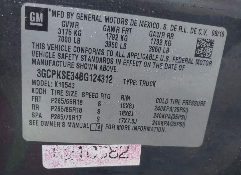 Photo 9 of 2011 Chevrolet Silverado 1500 LT (VIN 3GCPKSE34BG124312)