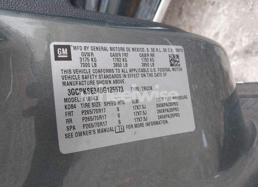 Photo 9 of 2011 Chevrolet Silverado 1500 LT (VIN 3GCPKSE34BG125573)