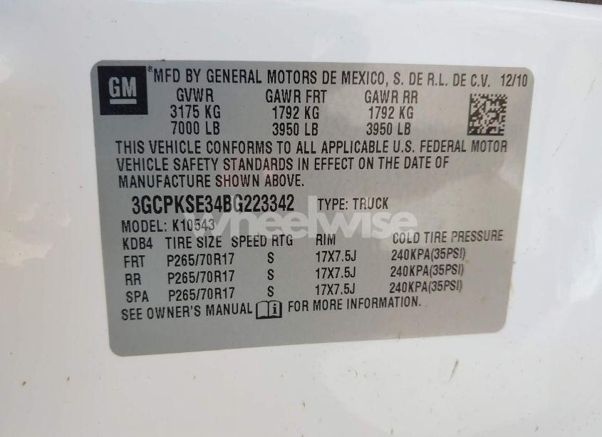 Photo 9 of 2011 Chevrolet Silverado 1500 LT (VIN 3GCPKSE34BG223342)