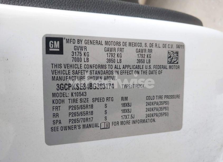 Photo 9 of 2011 Chevrolet Silverado 1500 LT (VIN 3GCPKSE34BG303174)