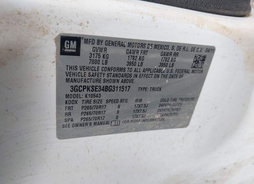 Photo 9 of 2011 Chevrolet Silverado 1500 LT (VIN 3GCPKSE34BG311517)