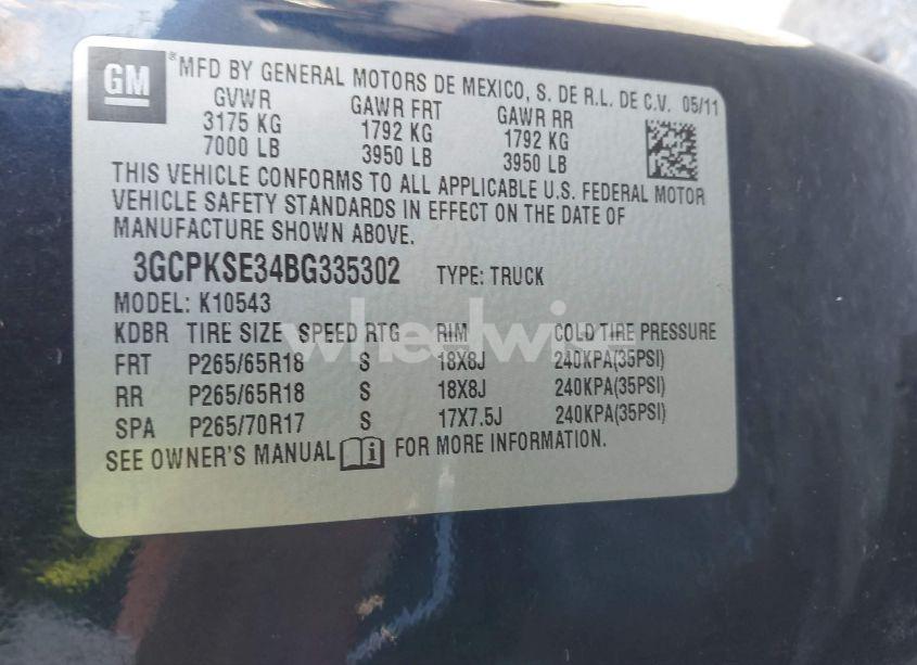 Photo 9 of 2011 Chevrolet Silverado 1500 LT (VIN 3GCPKSE34BG335302)