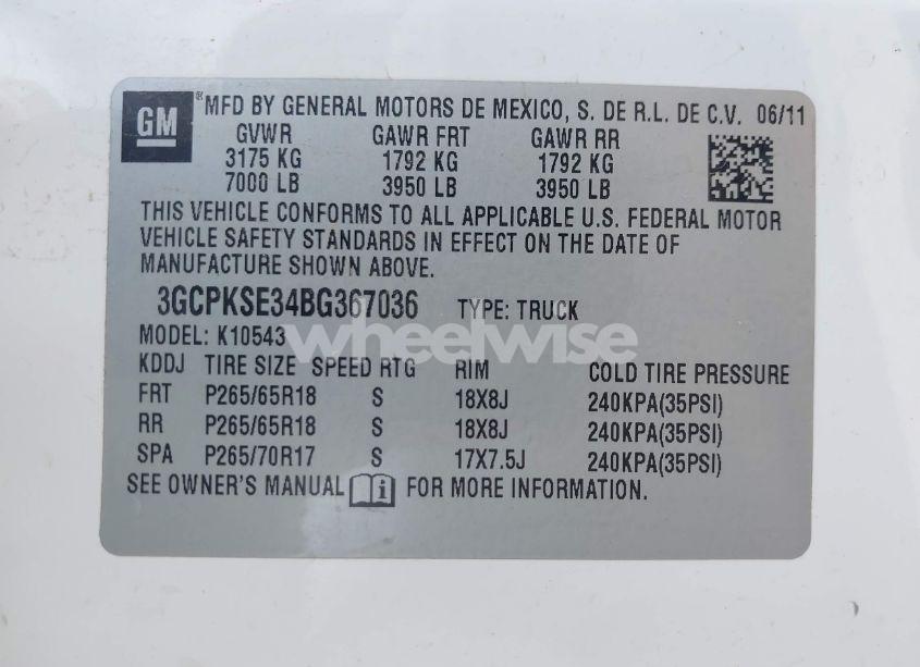 Photo 9 of 2011 Chevrolet Silverado 1500 LT (VIN 3GCPKSE34BG367036)