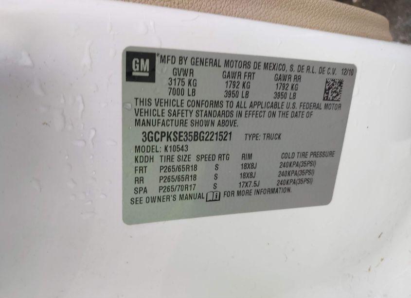 Photo 9 of 2011 Chevrolet Silverado 1500 LT (VIN 3GCPKSE35BG221521)