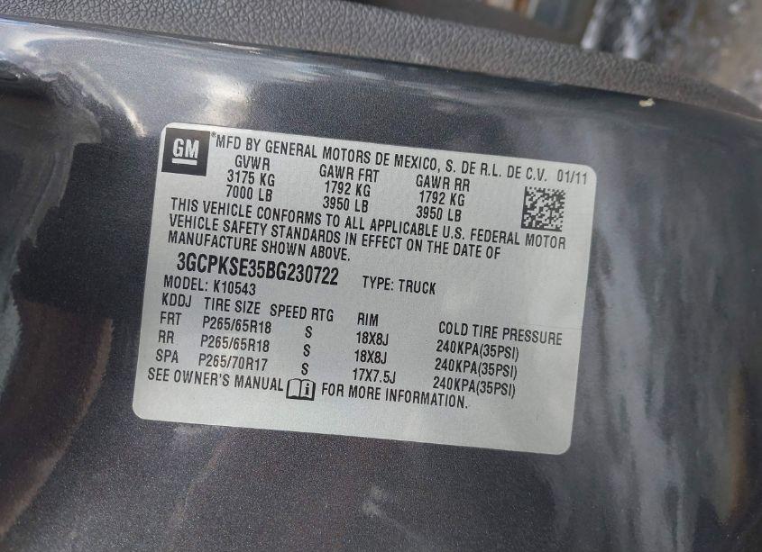 Photo 9 of 2011 Chevrolet Silverado 1500 LT (VIN 3GCPKSE35BG230722)