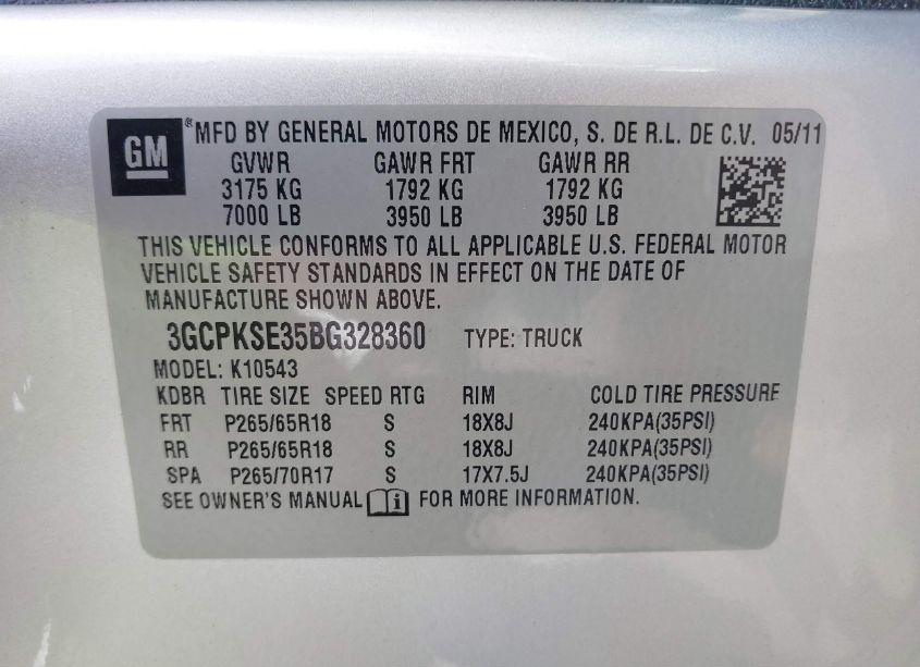 Photo 9 of 2011 Chevrolet Silverado 1500 LT (VIN 3GCPKSE35BG328360)