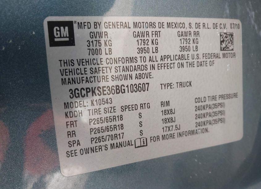 Photo 9 of 2011 Chevrolet Silverado 1500 LT (VIN 3GCPKSE36BG103607)