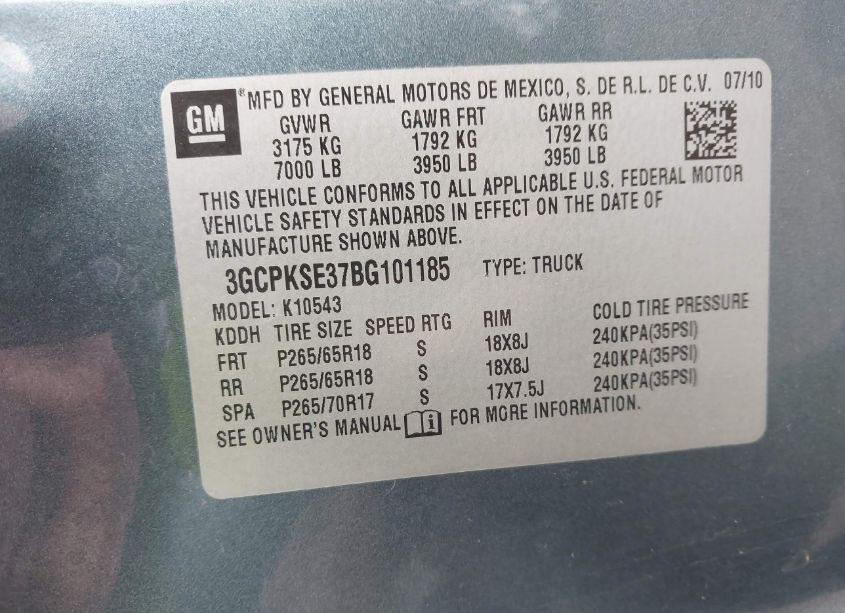 Photo 9 of 2011 Chevrolet Silverado 1500 LT (VIN 3GCPKSE37BG101185)