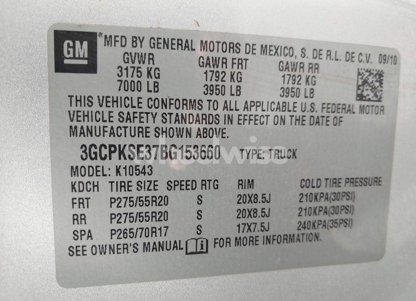 Photo 9 of 2011 Chevrolet Silverado 1500 LT (VIN 3GCPKSE37BG153660)
