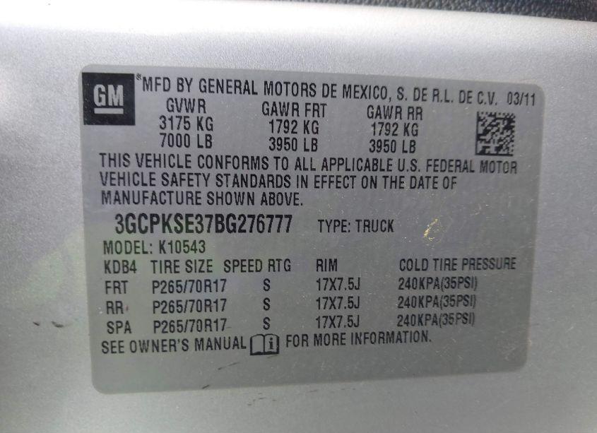 Photo 9 of 2011 Chevrolet Silverado 1500 LT (VIN 3GCPKSE37BG276777)