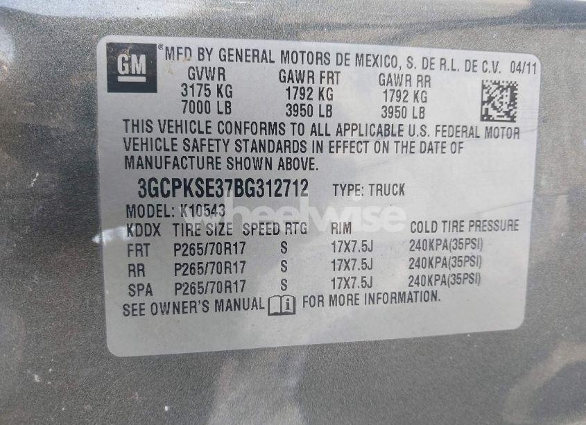 Photo 9 of 2011 Chevrolet Silverado 1500 LT (VIN 3GCPKSE37BG312712)