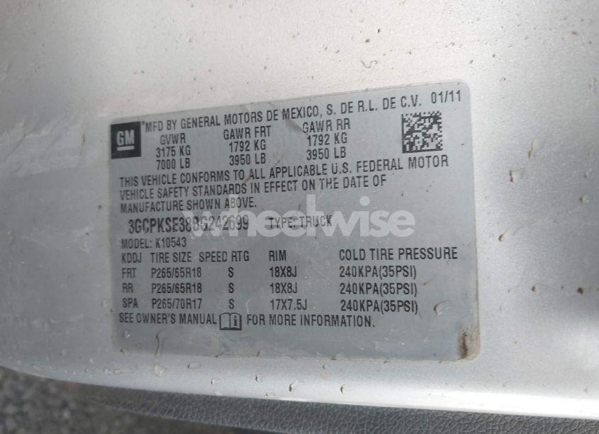 Photo 9 of 2011 Chevrolet Silverado 1500 LT (VIN 3GCPKSE38BG242699)