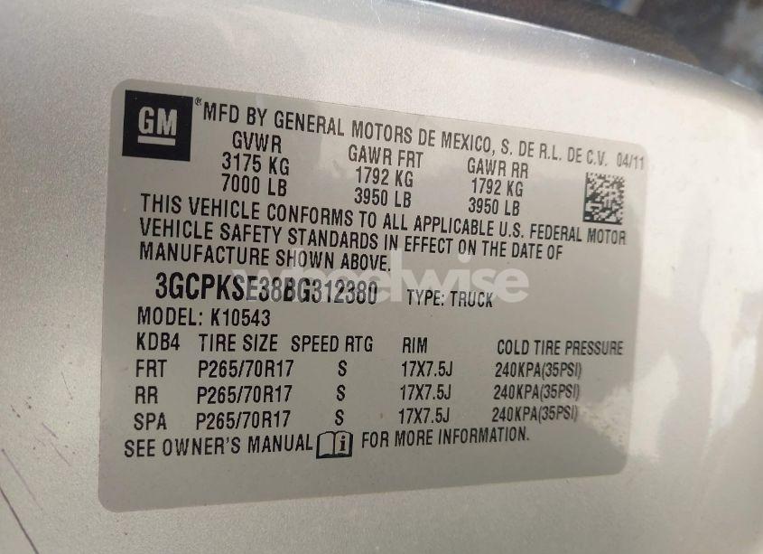 Photo 9 of 2011 Chevrolet Silverado 1500 LT (VIN 3GCPKSE38BG312380)