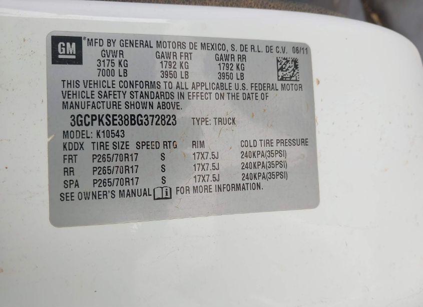 Photo 9 of 2011 Chevrolet Silverado 1500 LT (VIN 3GCPKSE38BG372823)