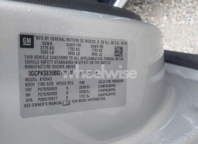 Photo 9 of 2011 Chevrolet Silverado 1500 LT (VIN 3GCPKSE39BG101348)