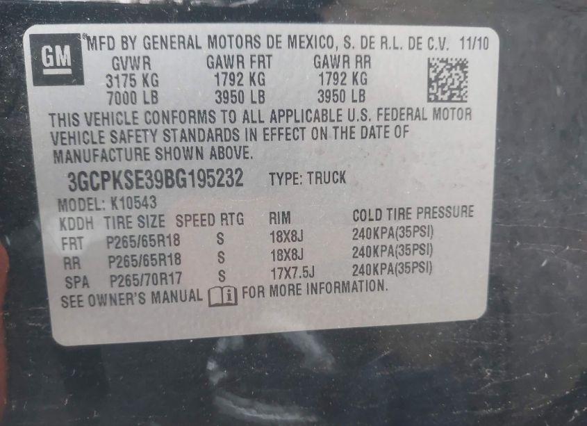 Photo 9 of 2011 Chevrolet Silverado 1500 LT (VIN 3GCPKSE39BG195232)