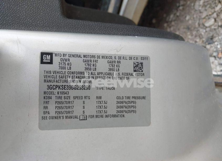 Photo 9 of 2011 Chevrolet Silverado 1500 LT (VIN 3GCPKSE39BG293290)