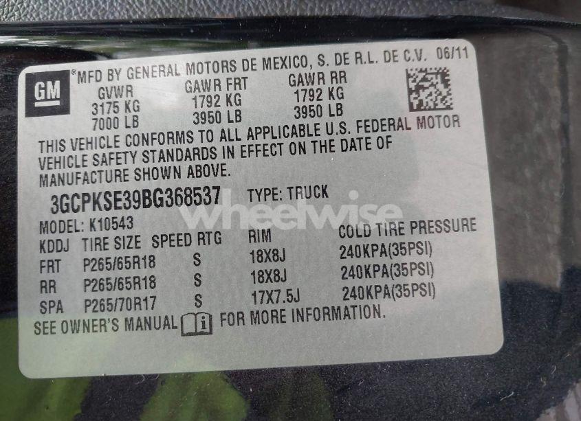 Photo 9 of 2011 Chevrolet Silverado 1500 LT (VIN 3GCPKSE39BG368537)