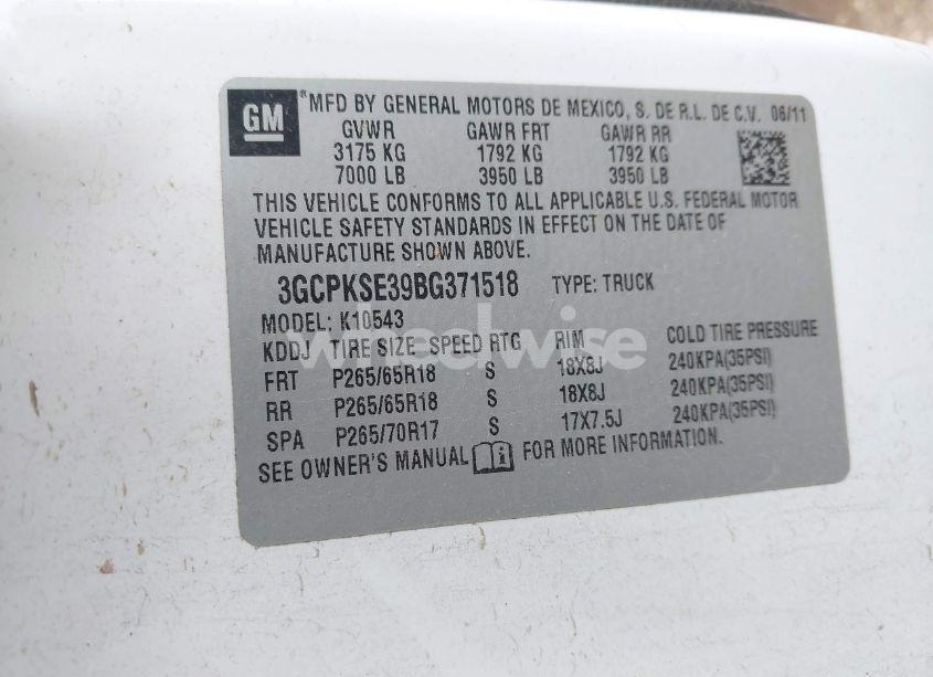 Photo 9 of 2011 Chevrolet Silverado 1500 LT (VIN 3GCPKSE39BG371518)