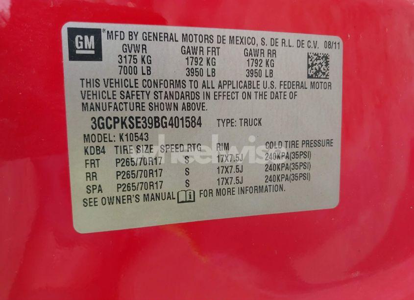 Photo 9 of 2011 Chevrolet Silverado 1500 LT (VIN 3GCPKSE39BG401584)