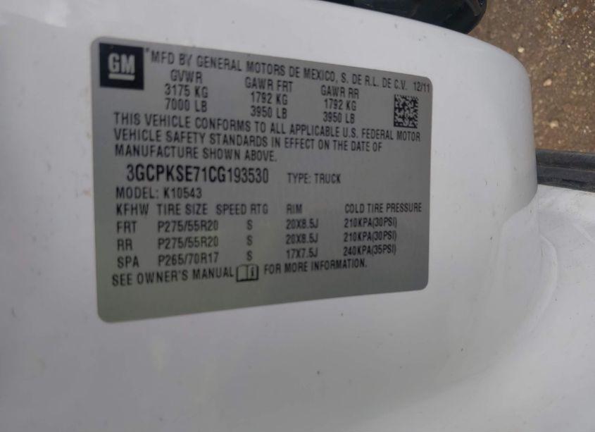 Photo 9 of 2012 Chevrolet Silverado 1500 LT (VIN 3GCPKSE71CG193530)