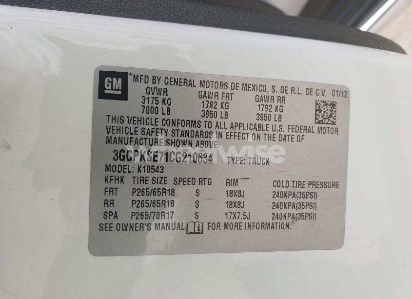 Photo 9 of 2012 Chevrolet Silverado 1500 LT (VIN 3GCPKSE71CG210634)