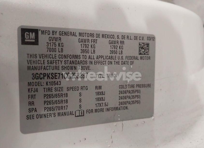 Photo 9 of 2012 Chevrolet Silverado 1500 LT (VIN 3GCPKSE71CG253287)