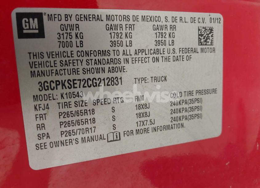 Photo 9 of 2012 Chevrolet Silverado 1500 LT (VIN 3GCPKSE72CG212831)