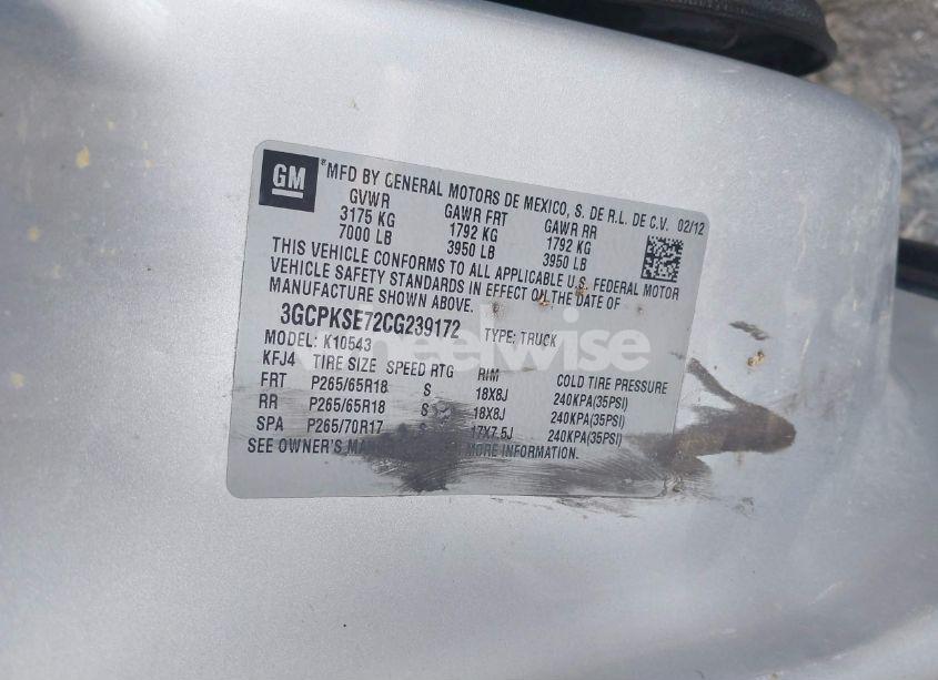 Photo 9 of 2012 Chevrolet Silverado 1500 LT (VIN 3GCPKSE72CG239172)
