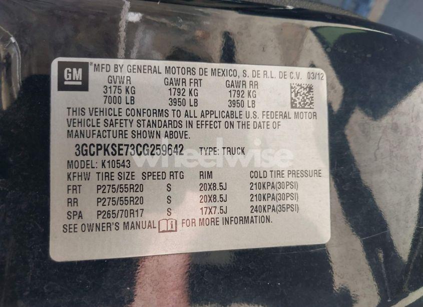 Photo 9 of 2012 Chevrolet Silverado 1500 LT (VIN 3GCPKSE73CG259642)