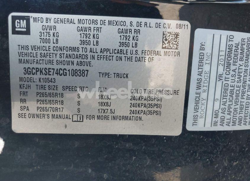 Photo 9 of 2012 Chevrolet Silverado 1500 LT (VIN 3GCPKSE74CG108387)